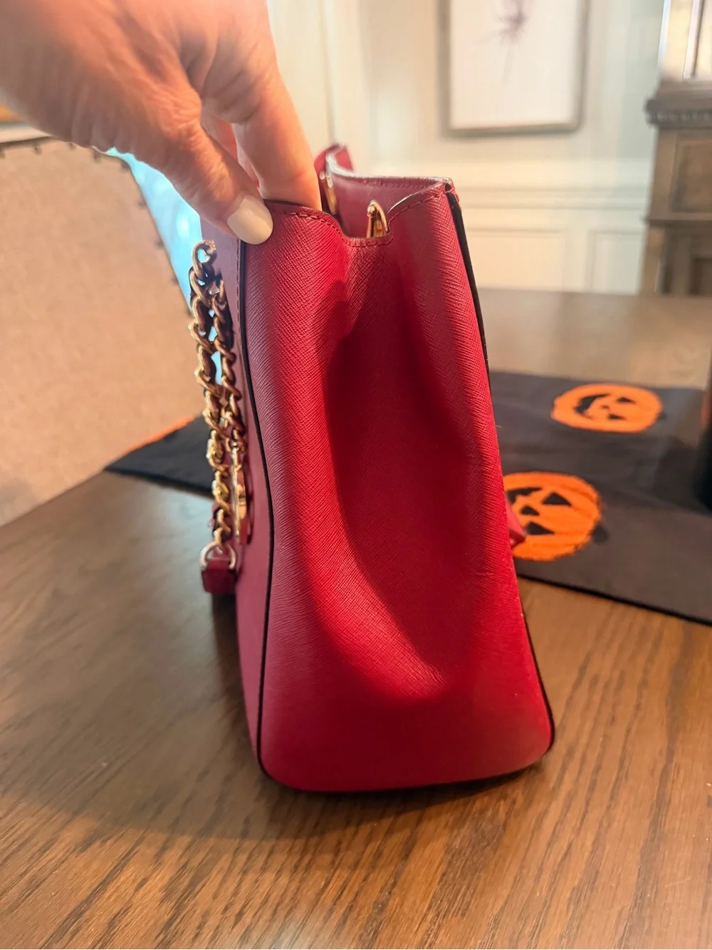 Michael Kors Cherry Susannah Large Saffiano Tote Shoulder Purse